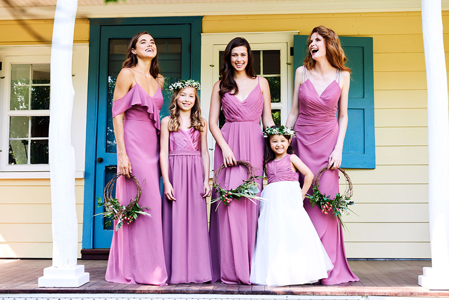 Bridesmaids and Flower Girl on Porch