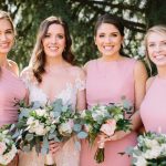 Bride with 3 Bridesmaids in Dusty Pink Bridesmaids Dresses