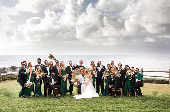 green bridesmaid dresses showing trending color scheme