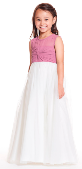 child in long dress with pink bodice for black tie attire